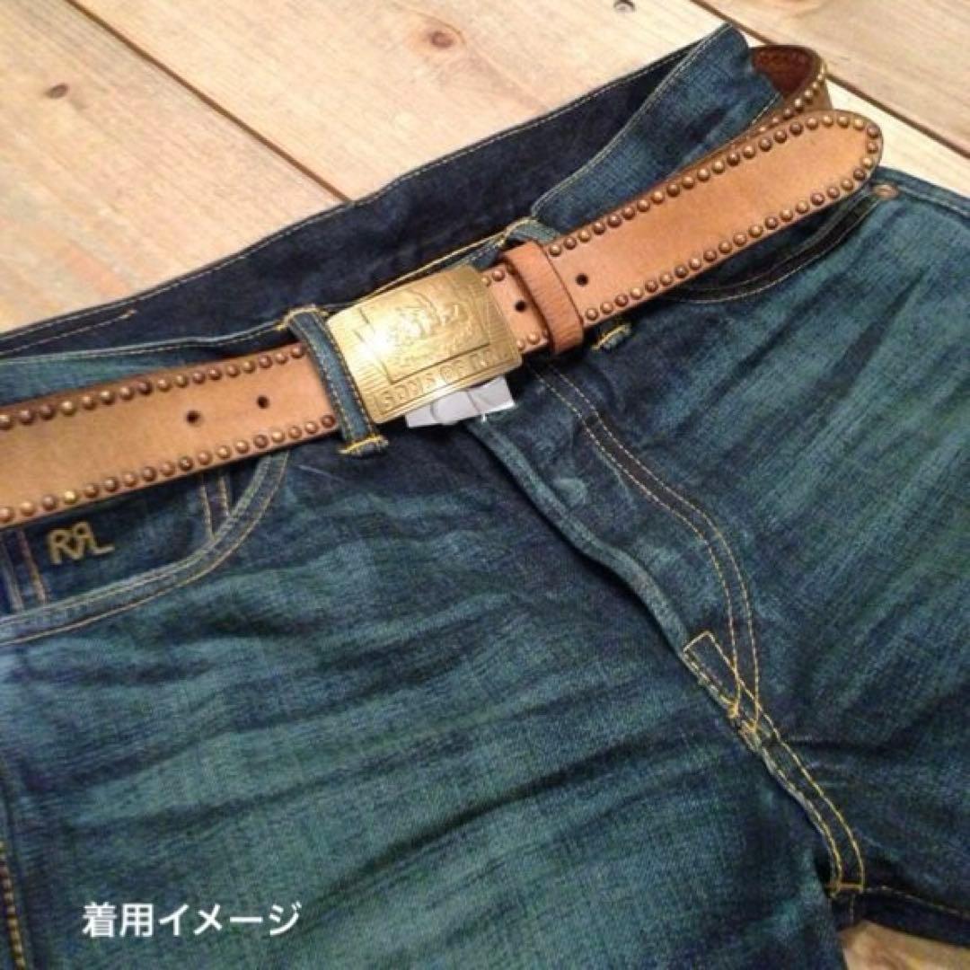廃番品 RRL ダブルアールエル USA製 レザー スタッズベルト サイズ32