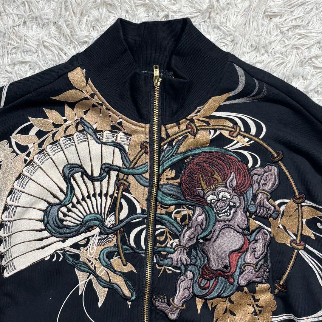 美品　絡繰魂　スカジャン　トラックジャケット　和柄　風神雷神　総刺繍　龍　L