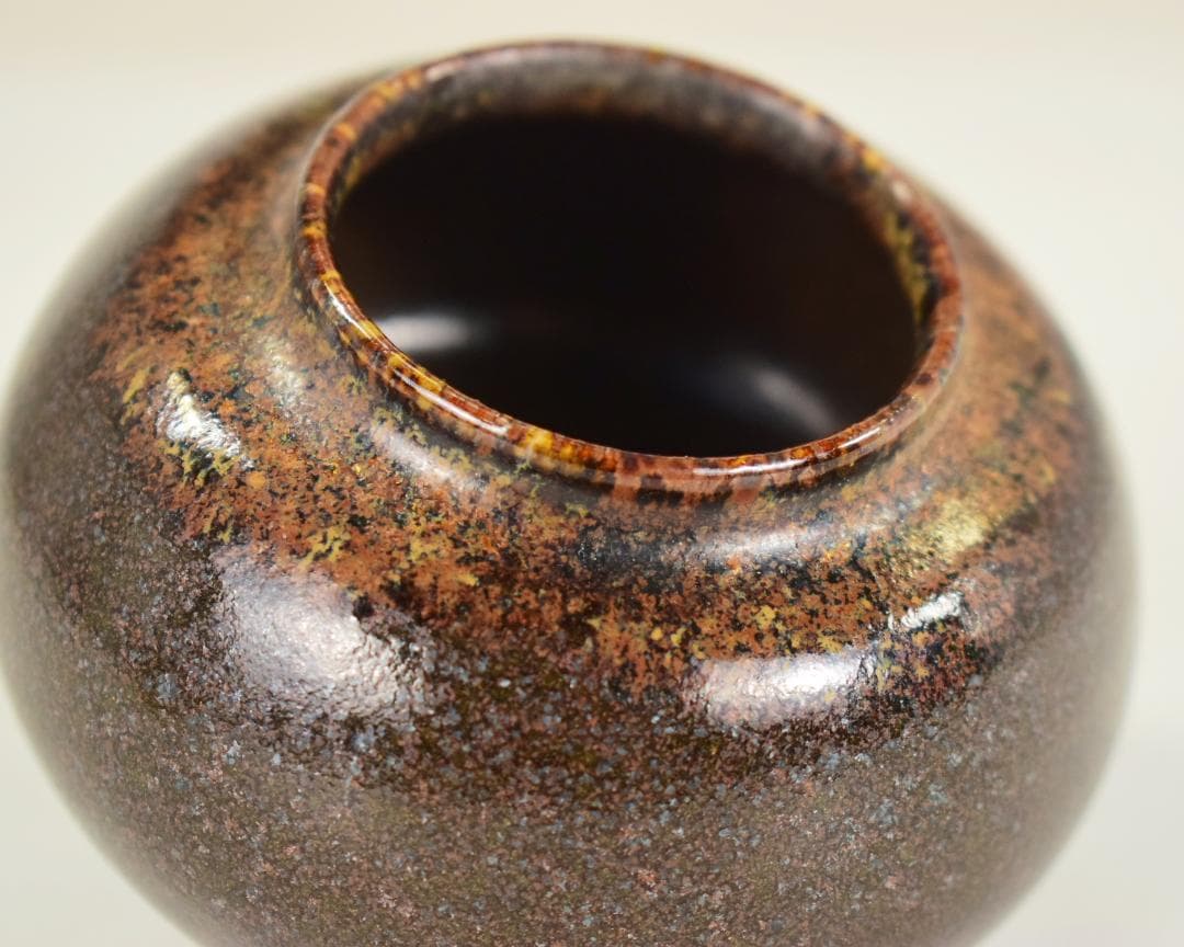 初出 玄々斎 瀬戸 蓋付茶入 茶道具 仕覆付 三重共箱入