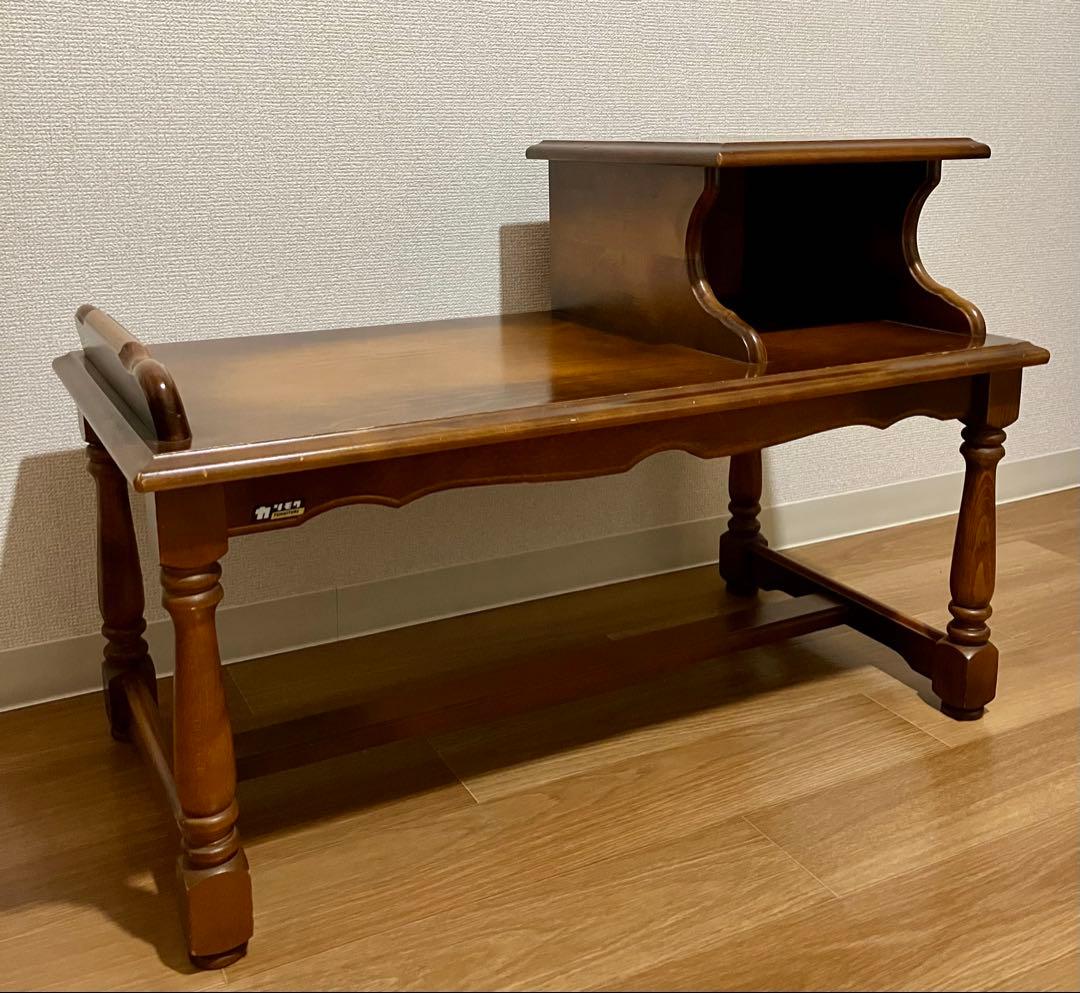 カリモク家具コロニアル テレフォンベンチ 電話台 サイドテーブル 花台 飾り棚