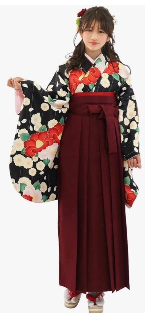 卒業式 袴 セット 6点セット(着物、袴、襦袢、袴下帯、腰紐、ブーツ) 小学生