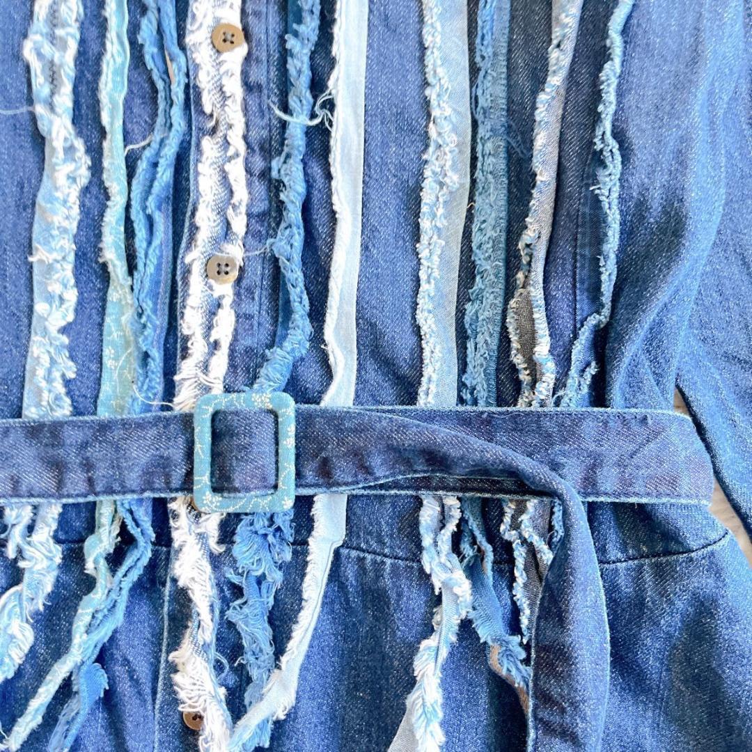 ＊美品【キャピタル】インディゴシャツワンピース　ホーボードレス　ベルト　0