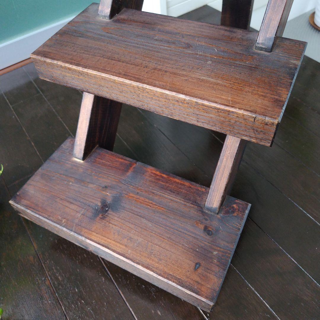 アンティーク 古木を活かした階段ディスプレイ台 シェルフ 4段 天然木