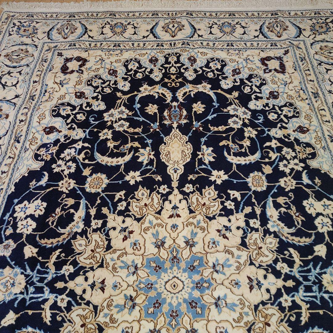 ペルシャ 絨毯 手織り 美術品　 ナイン産　315x201cm クリーニング済み