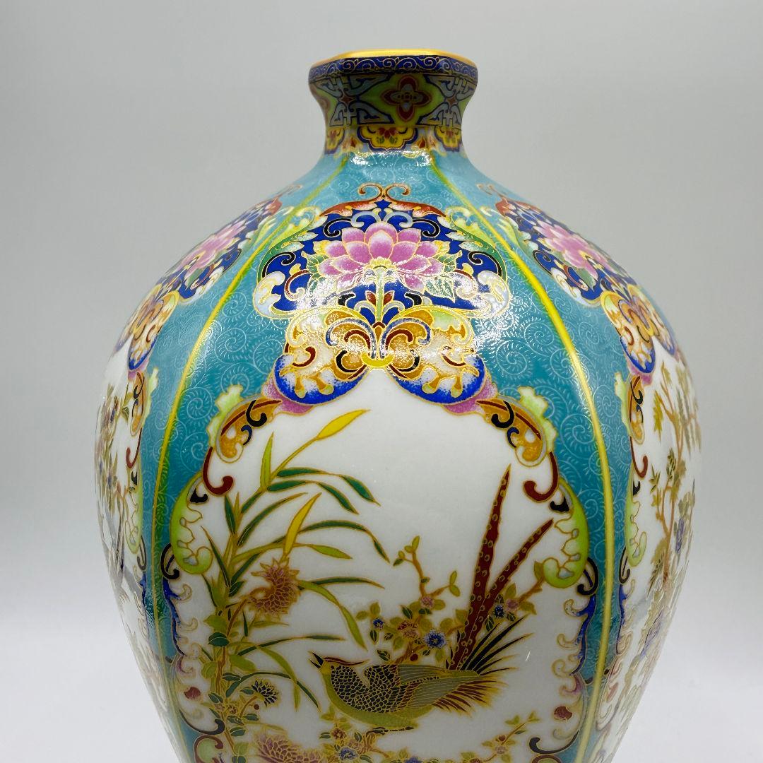 L107 六方花鳥梅瓶骨董磁器