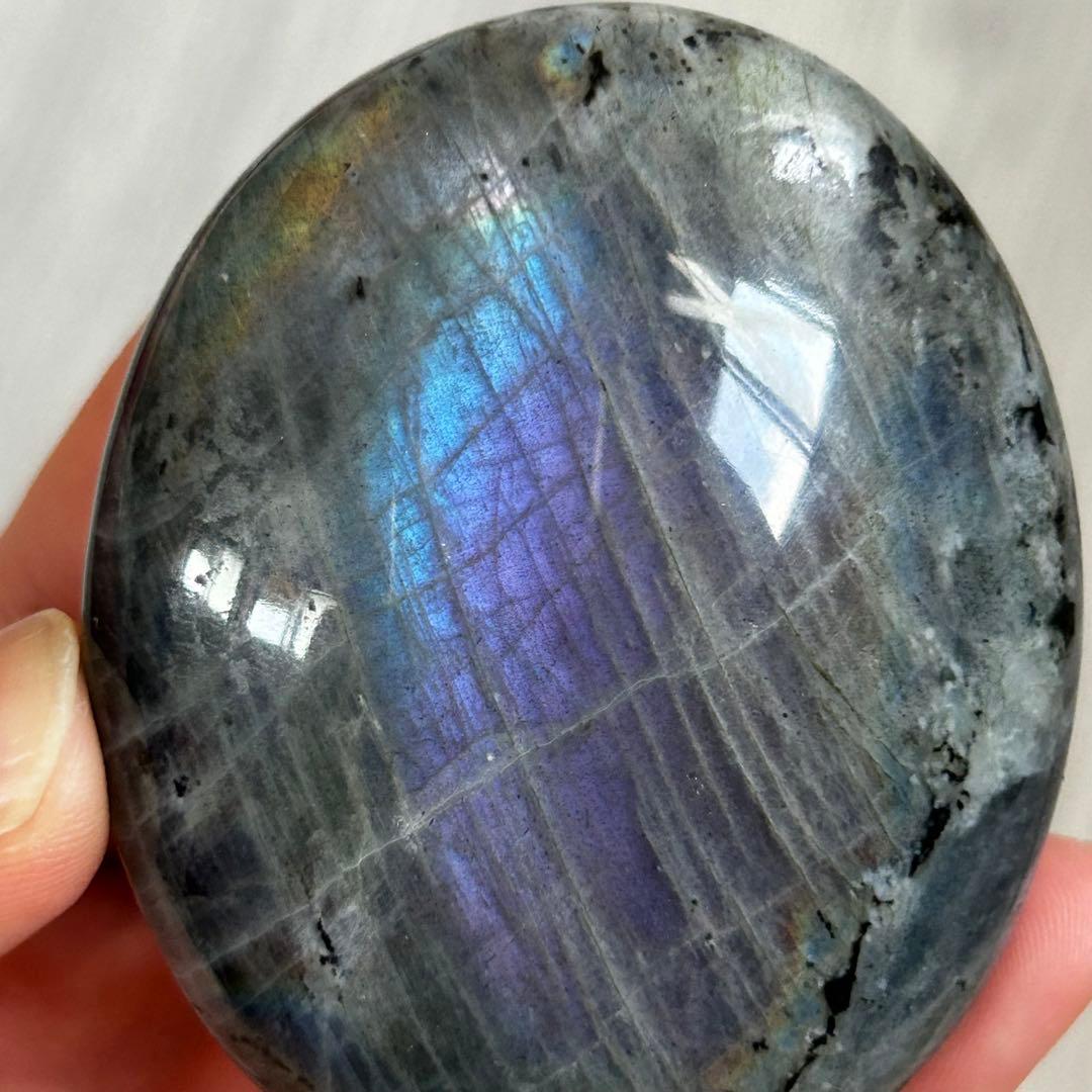 レア　シルバー　パープル　レインボー　素敵シラー　ラブラドライト　パーム129g