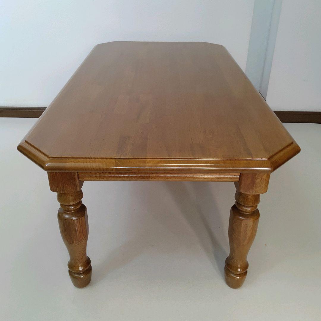 カントリー家具 オーク材 センターテーブル 天然木 オーク材 八角形 ろくろ脚