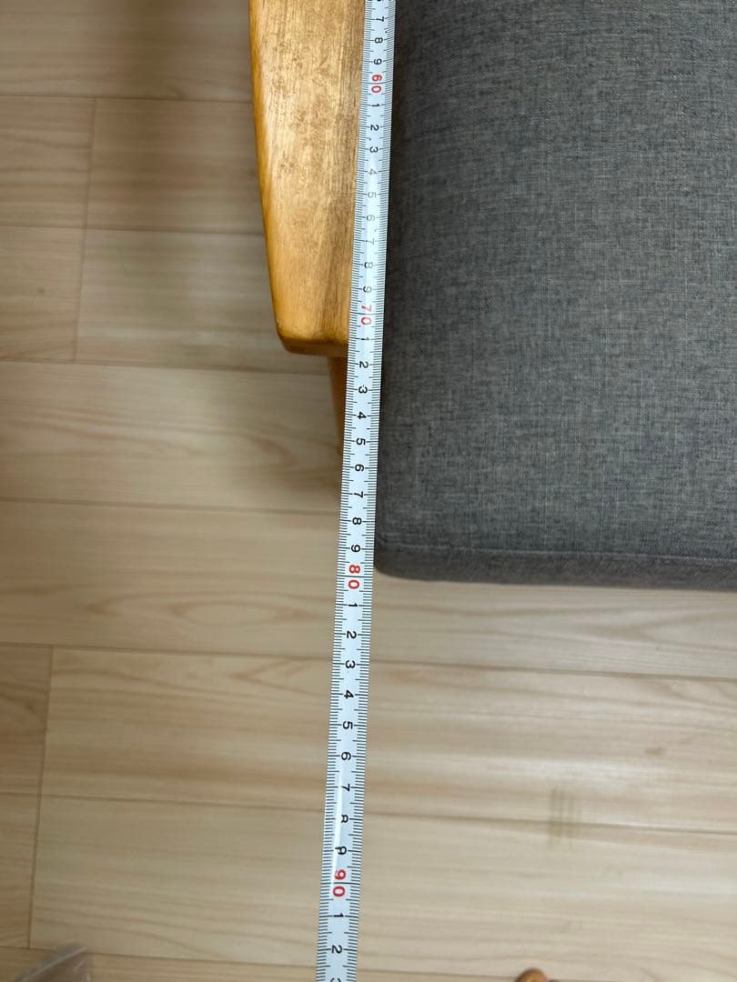 カウチソファ　2人掛け　布張りシンプル　グレー