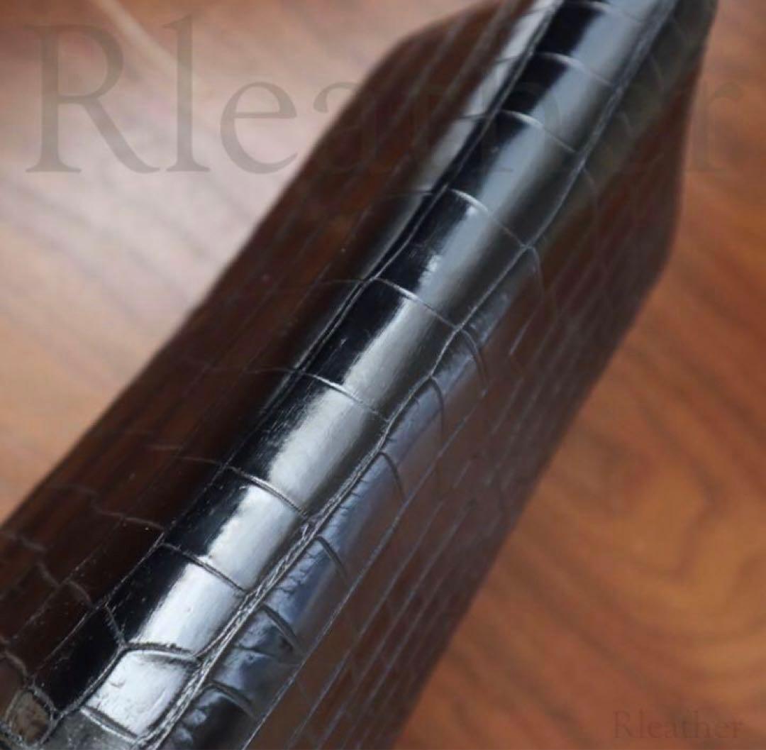 【クロコ1枚革】クロコダイル 長財布 サイフ メンズ ワニ革 レザー