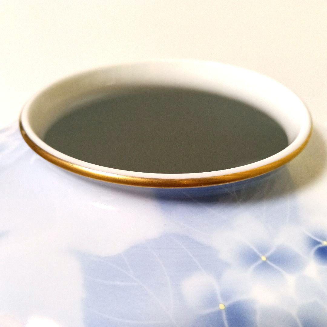 美品 有田焼 深川製磁 紫陽花小鳥文 花瓶 大型