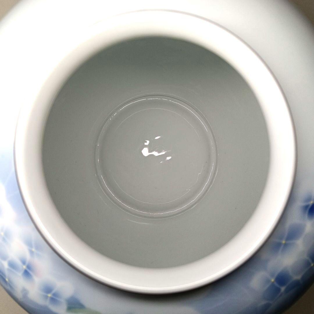 美品 有田焼 深川製磁 紫陽花小鳥文 花瓶 大型
