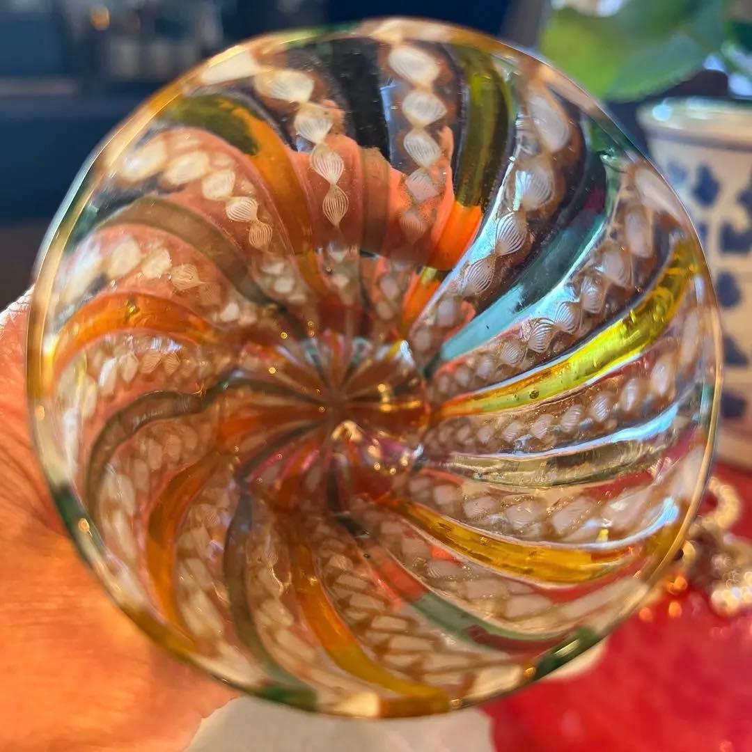 A1051 アンティーク　和ガラス　日本の工芸グラス　レースガラス