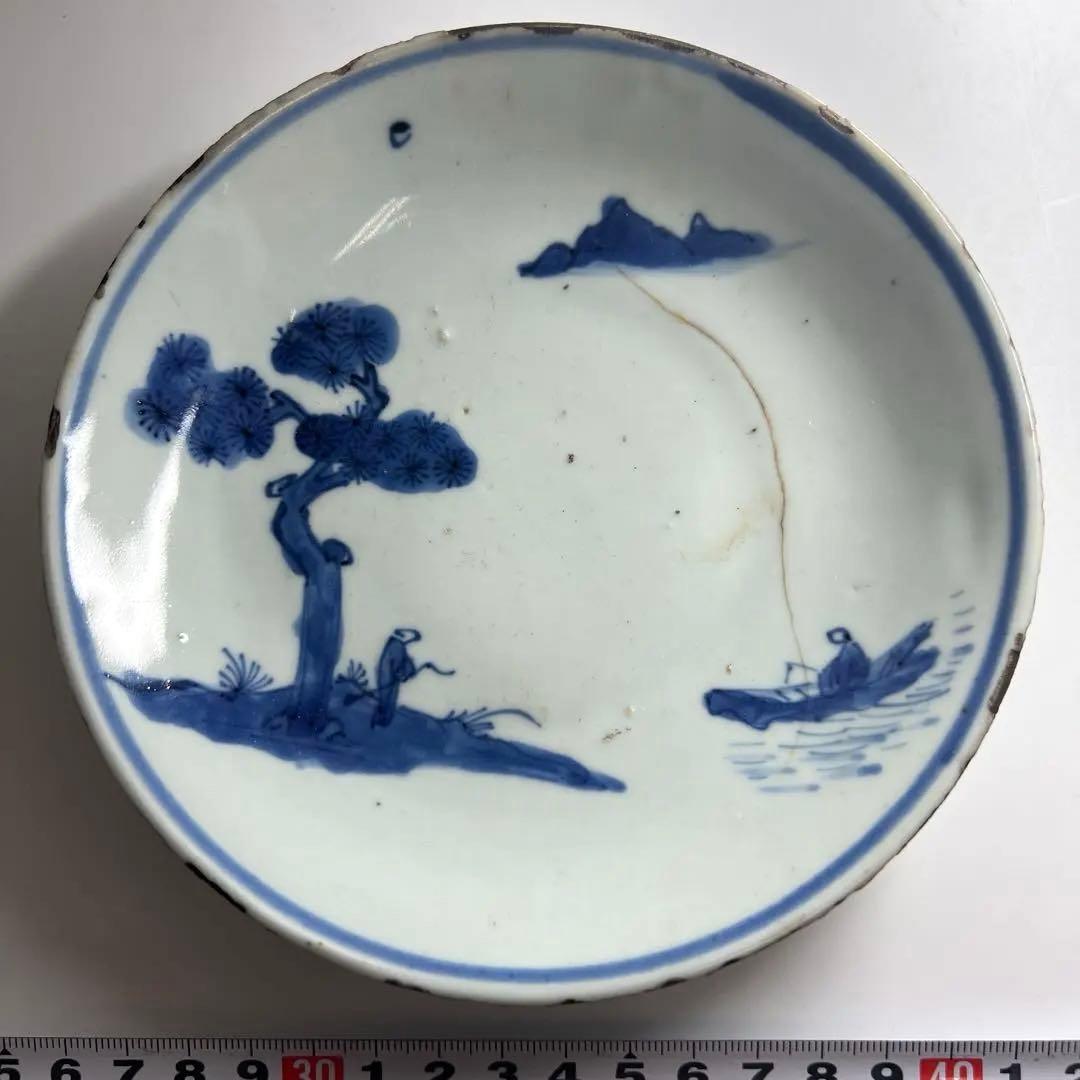 中国明時代　古染付中皿　直径約15.5㎝　東Y8-0114☆2Fタルチ