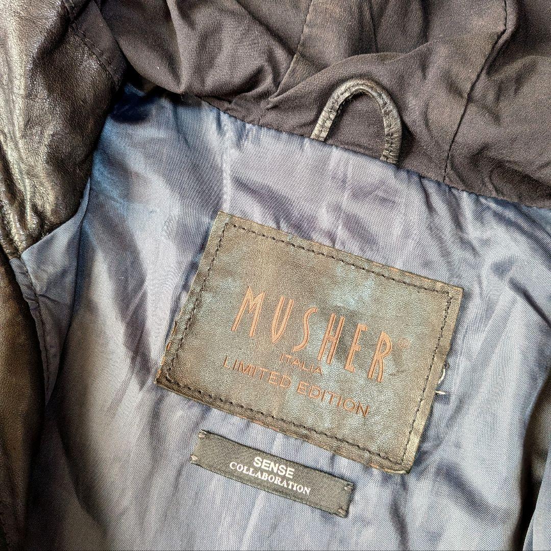 希少 MUSHER hooded leather jk sense コラボ