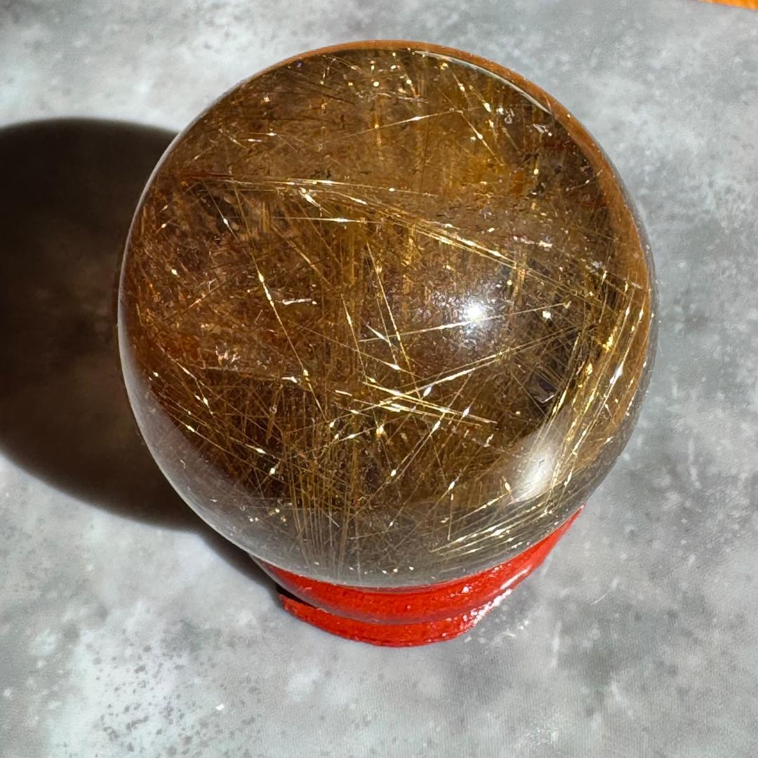 金運アップ◇ゴールドルチルクォーツ◇丸玉　約44.5㎜