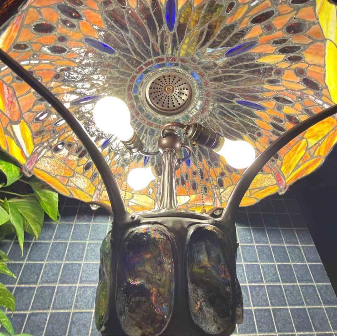 【特大68cm】最高級ステンドグラスランプ ティファニー調トンボ フロアスタンド