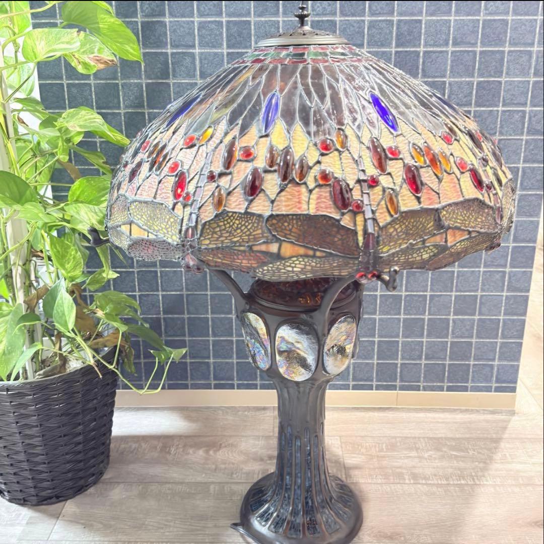【特大68cm】最高級ステンドグラスランプ ティファニー調トンボ フロアスタンド