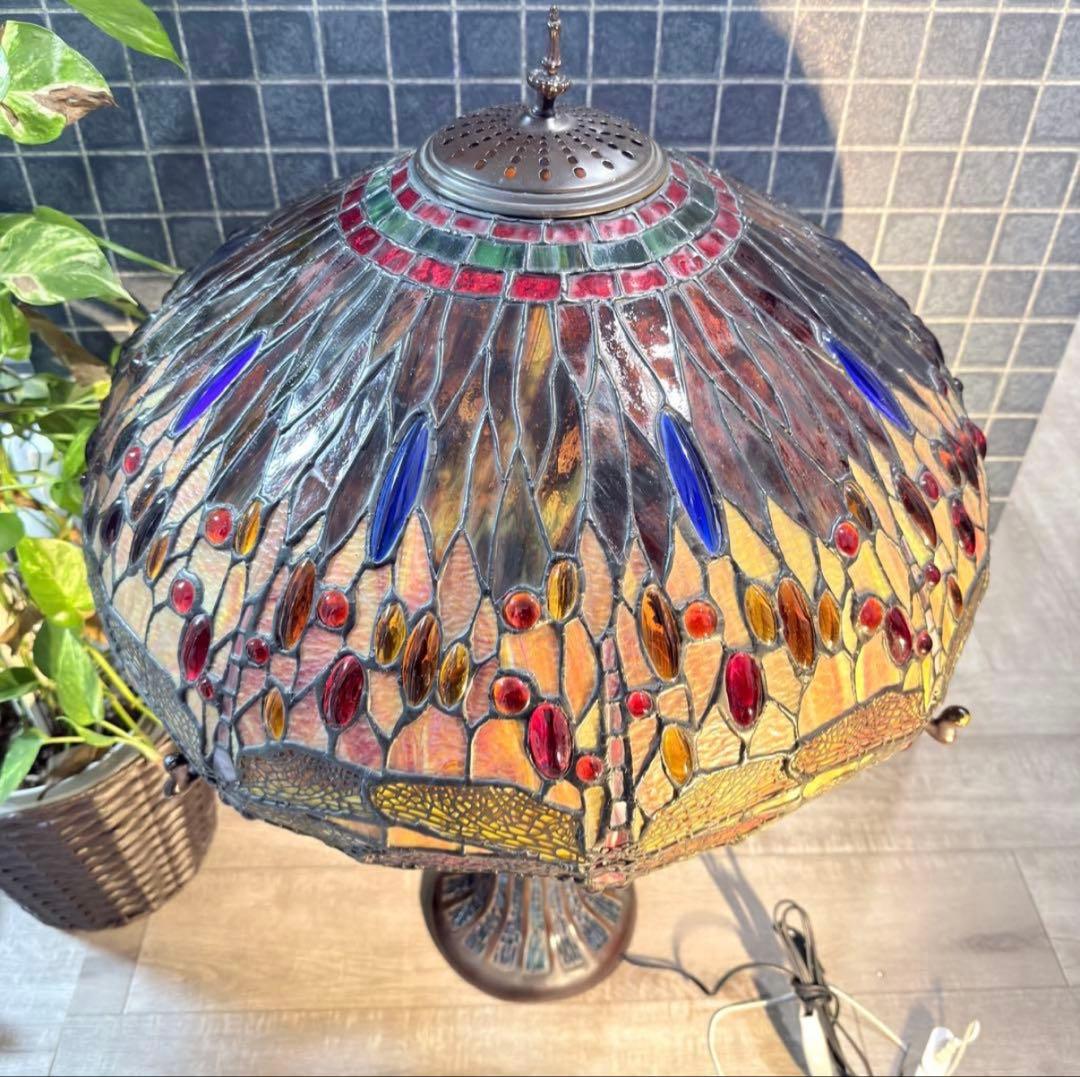 【特大68cm】最高級ステンドグラスランプ ティファニー調トンボ フロアスタンド