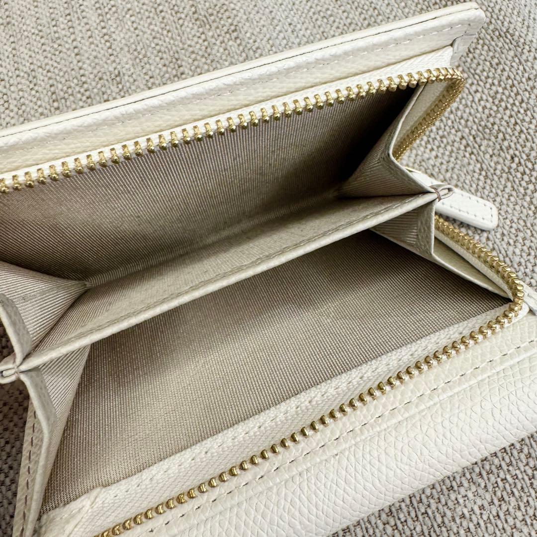 美品 アニエスベー ウォレット 財布 三つ折り財布 ホワイト agnes b.