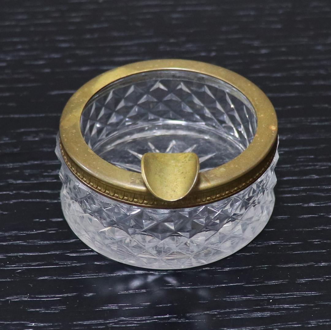 オールド・バカラ 珍品 1890年 丸型 ブロンズ装飾 灰皿 ディアマン ビゾー