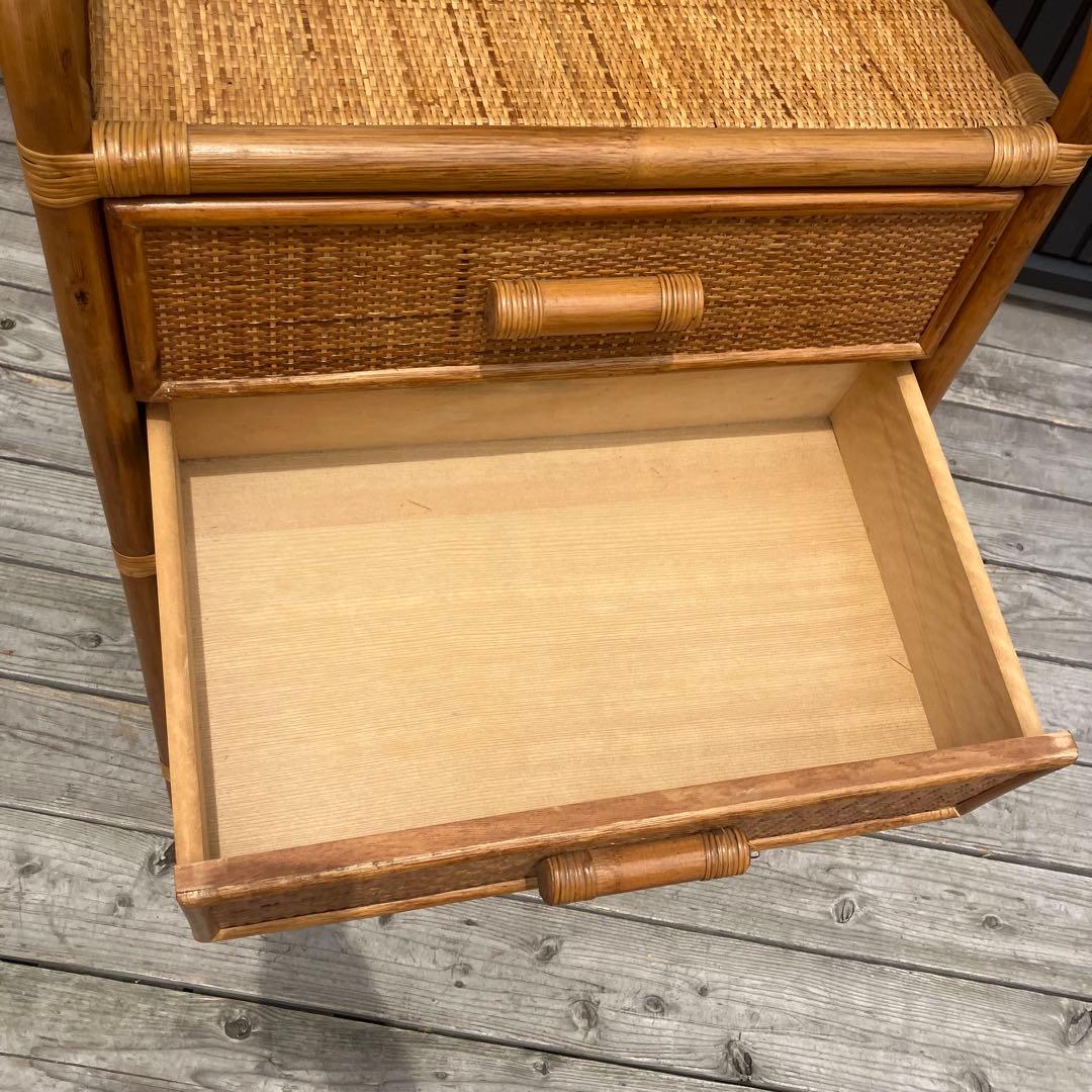 昭和レトロ ラタンチェスト 4段 サニタリーラック 引き出し箪笥 古家具