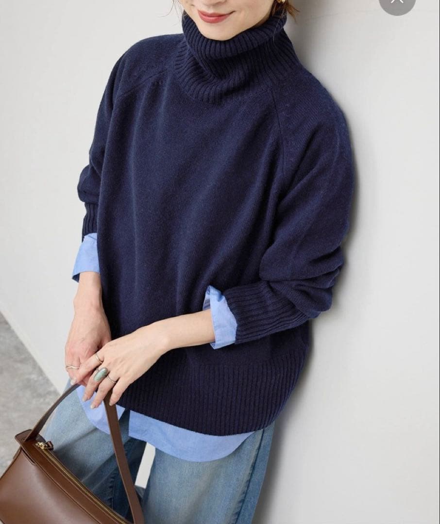 Spick & Span ウールカシミヤラグランタートルニット