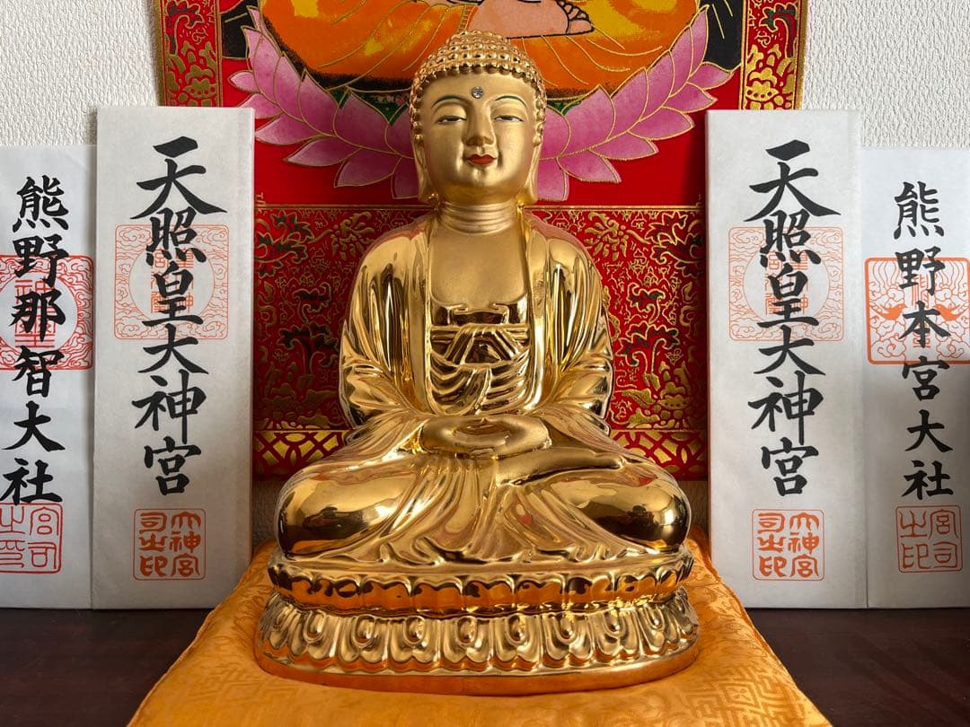 黄金白磁の大仏像　仏像　菩薩像　釈迦如来像　純金24K鍍金