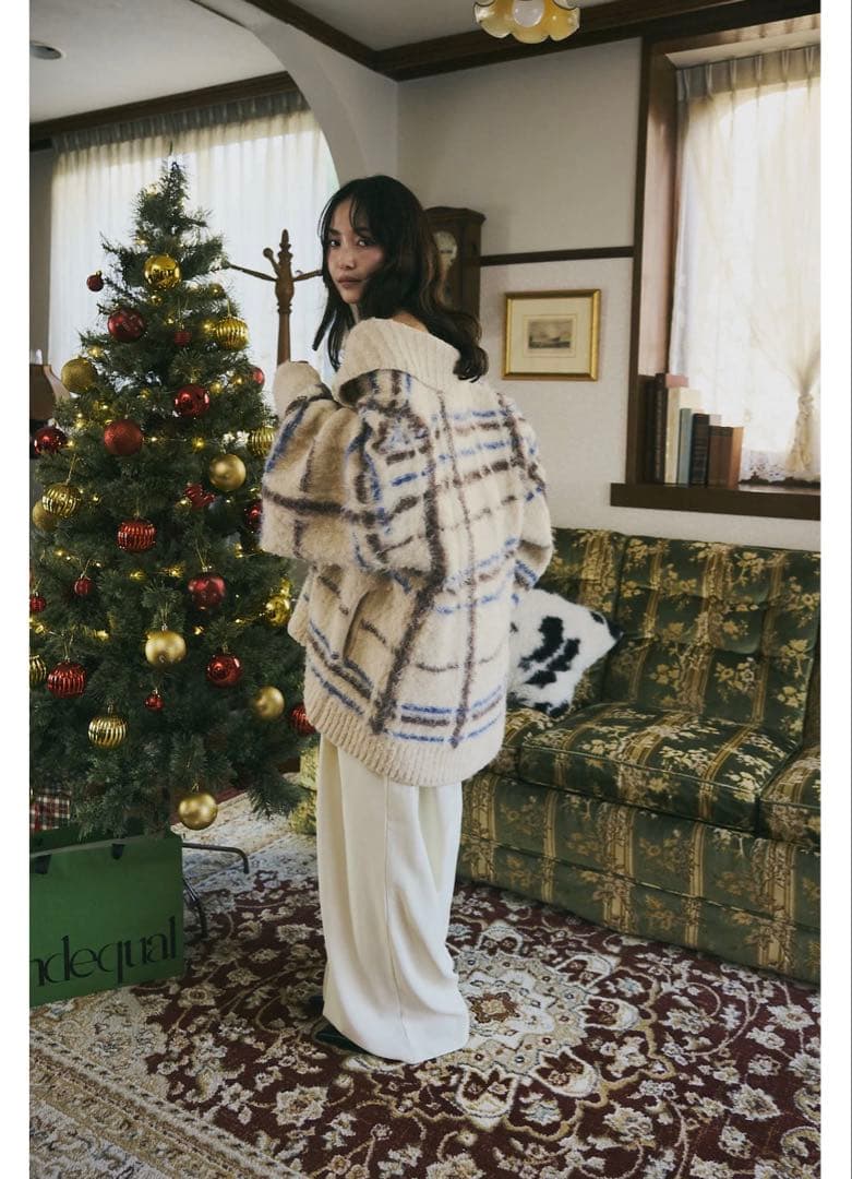 andequal checked pattern knit 新品 mideal