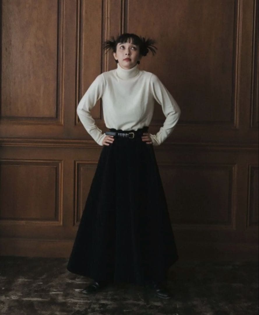 スカート foufou velvet quilting super flare skirt