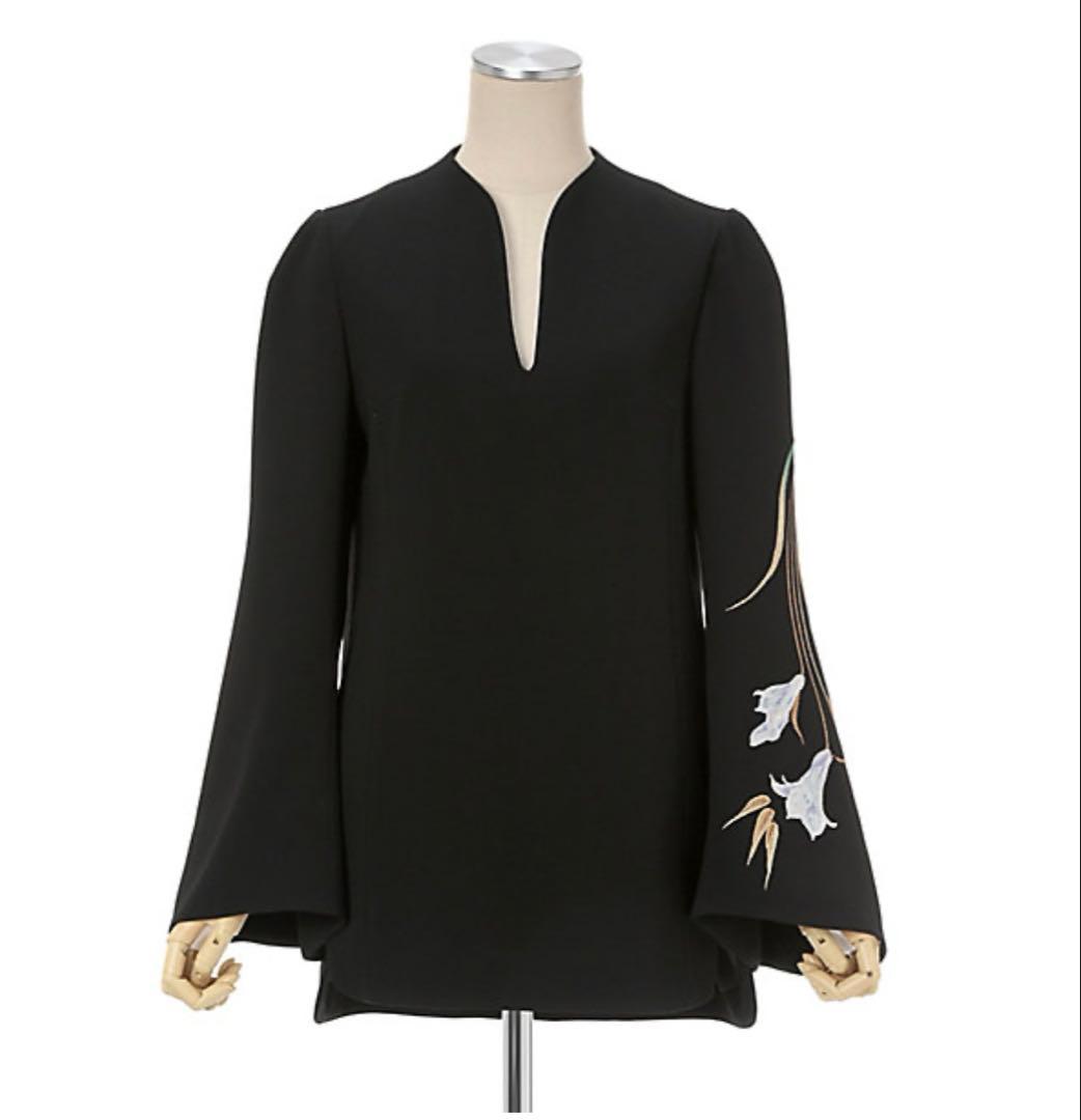 髭*犬様 mame kurogouchi 百合刺繍 ジョーゼットブラウス トップ