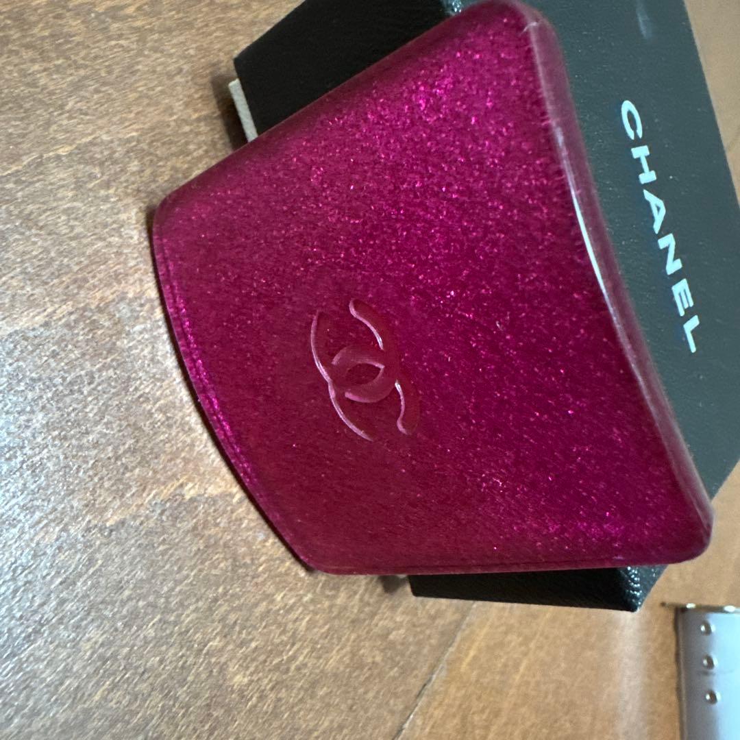 CHANEL バレッタ　ピンク　ラメ　スクエア　ココマーク