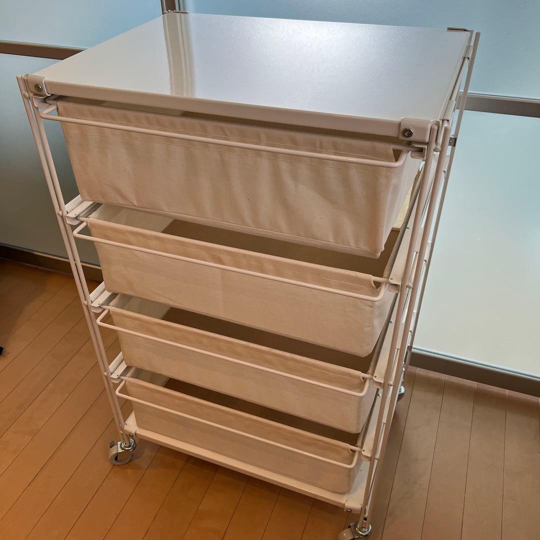 無印・スチールユニットシェルフ帆布バスケットセット幅56ｃｍタイプ・ライトグレー