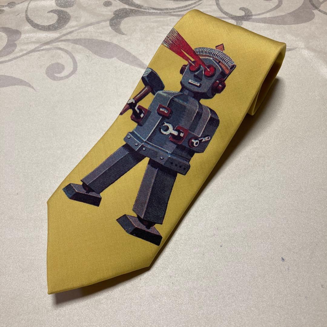 YOHJI YAMAMOTOヨウジヤマモト　ブリキ　ロボット柄　ネクタイ　シルク