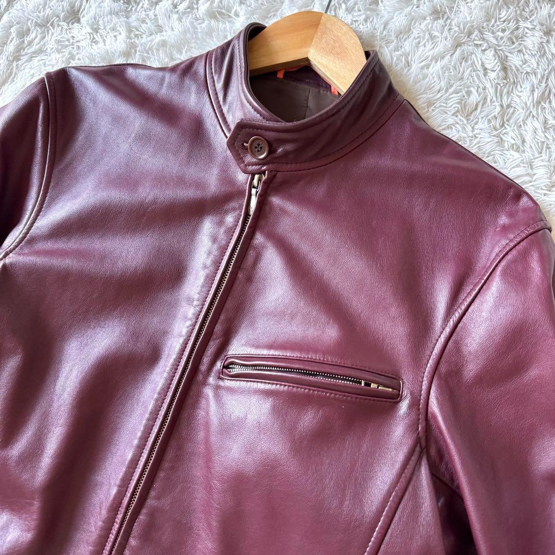 超希少色ボルドー！　ポールスミス　シングル　ライダースジャケット　牛革　M 赤