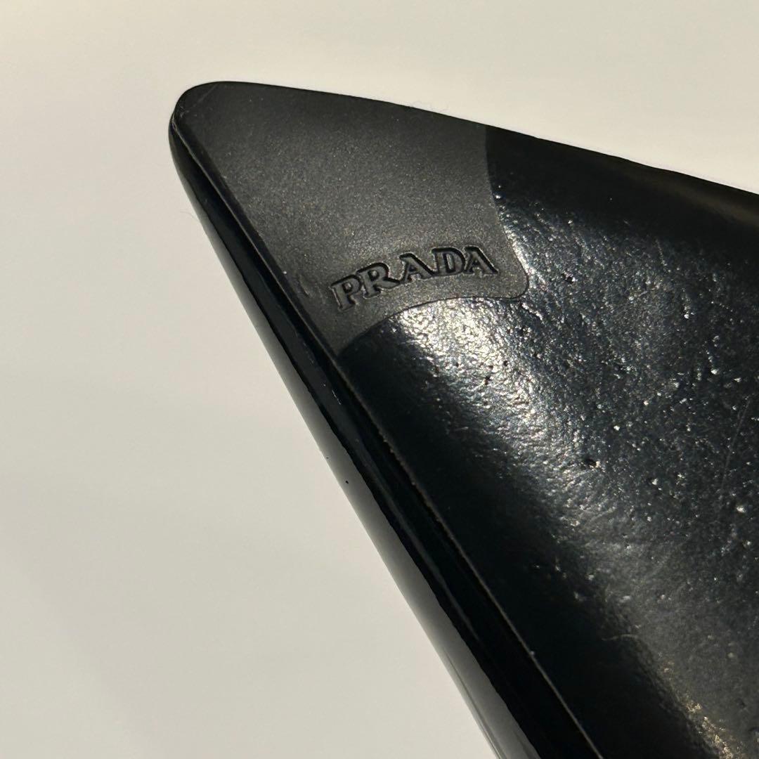極美品✨PRADA プラダ パテント レザー ピンヒール パンプス 黒 24cm