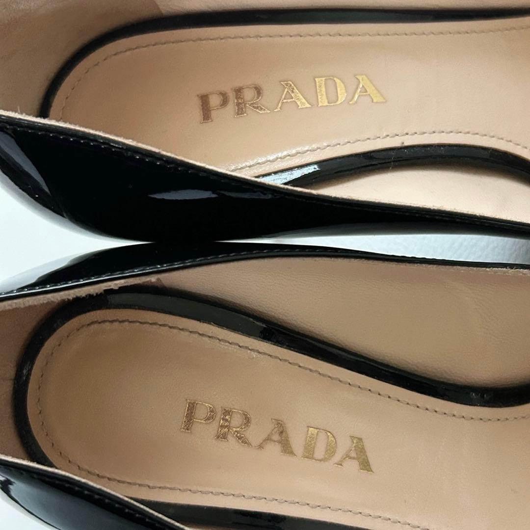 極美品✨PRADA プラダ パテント レザー ピンヒール パンプス 黒 24cm