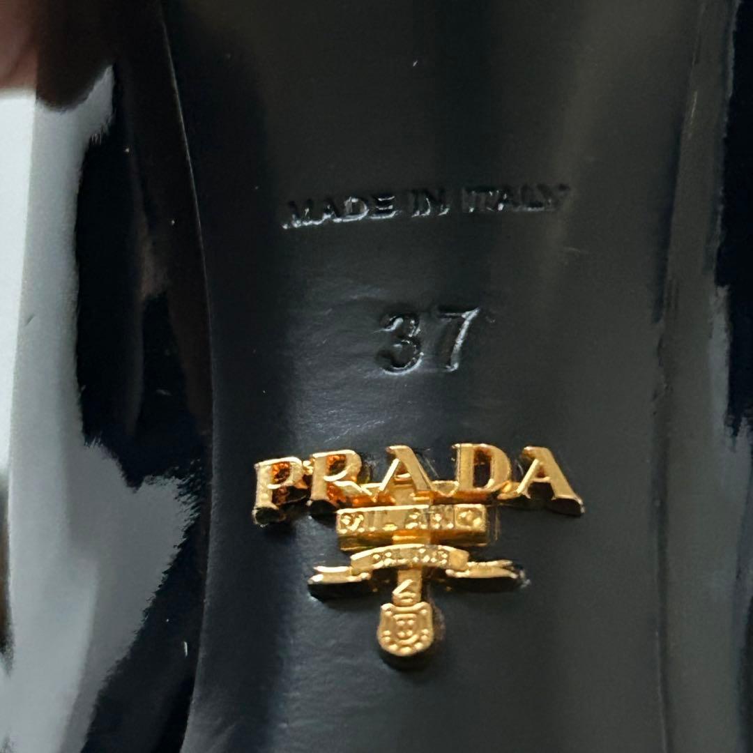 極美品✨PRADA プラダ パテント レザー ピンヒール パンプス 黒 24cm