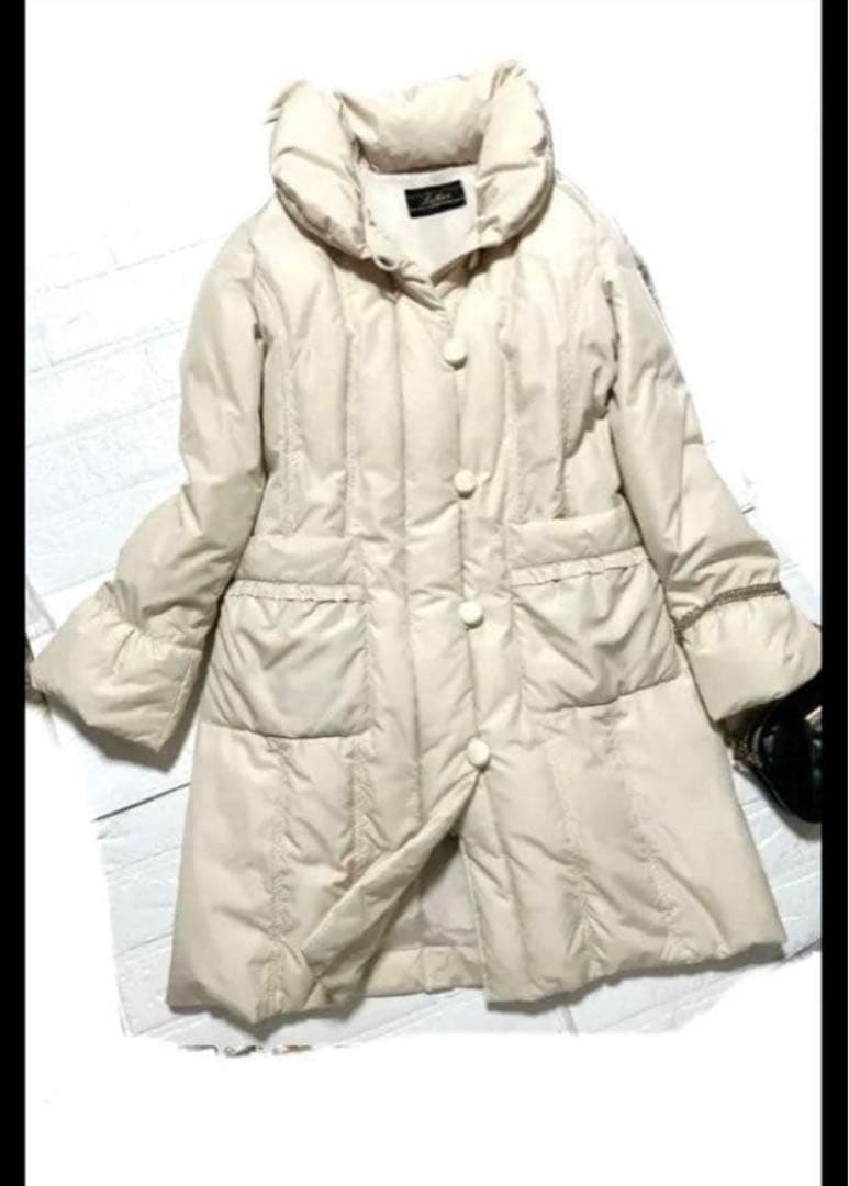 美品　Leilian レリアン　ダウンコート　ロング　ショールカラー　女優襟