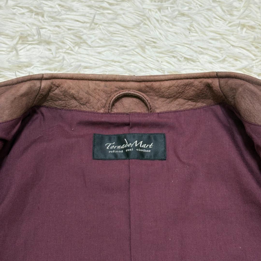 美品 L トルネードマート ノーカラー レザー シングルライダースジャケット