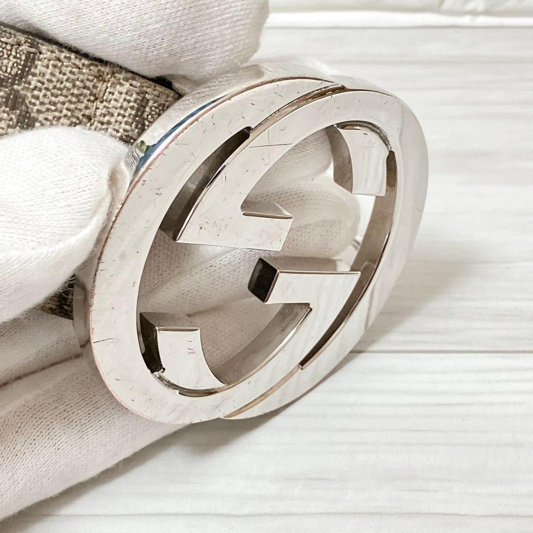 グッチ GUCCI レザー GG スプリーム ベルト シルバー金具 Y790