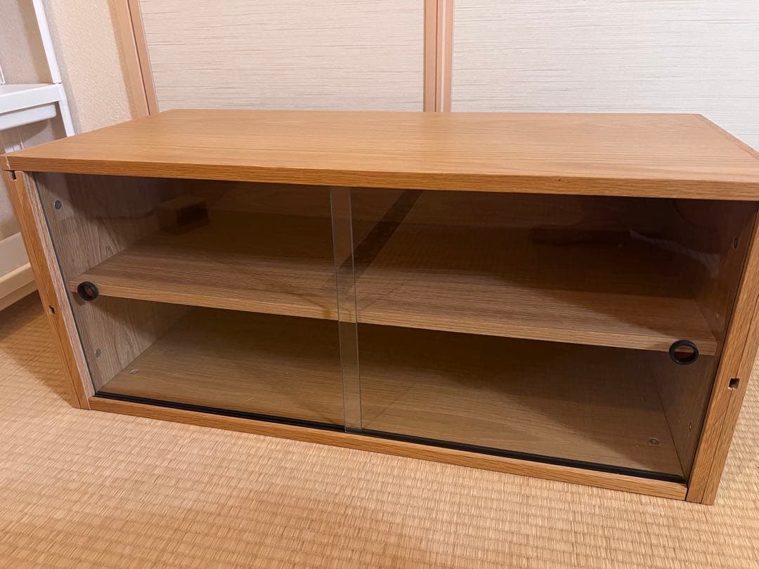 無印良品 ユニットシェルフ ガラス引戸 オーク材