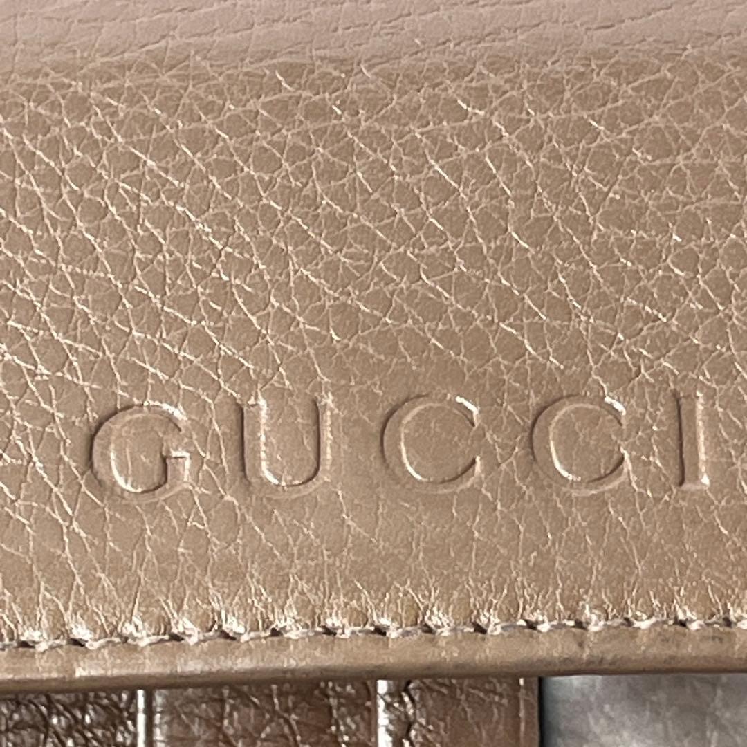 GUCCI 大容量　長財布　ラウンドファスナー　シボレザー　ブラウン　メンズ