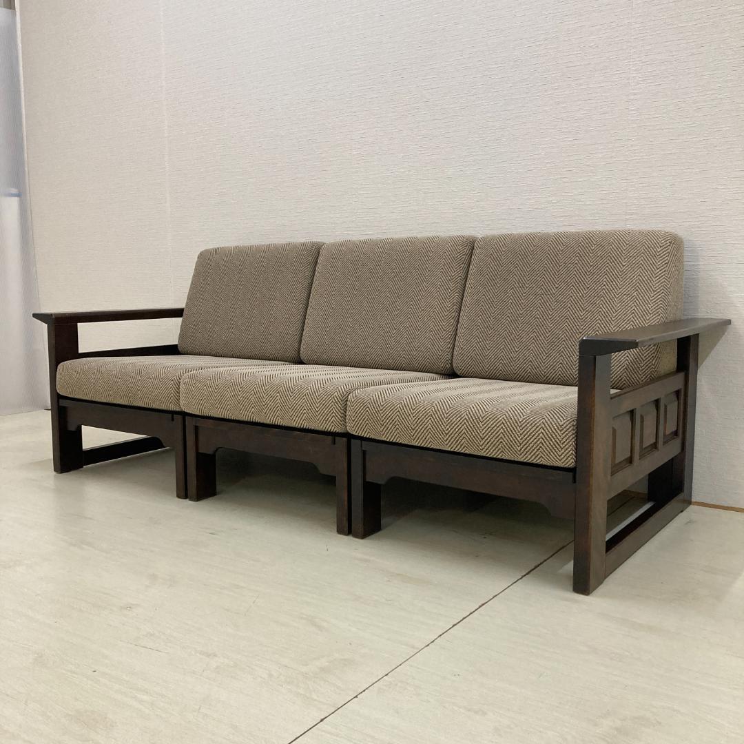 北海道民芸家具　飛騨産業　３人掛けソファ　セパレート