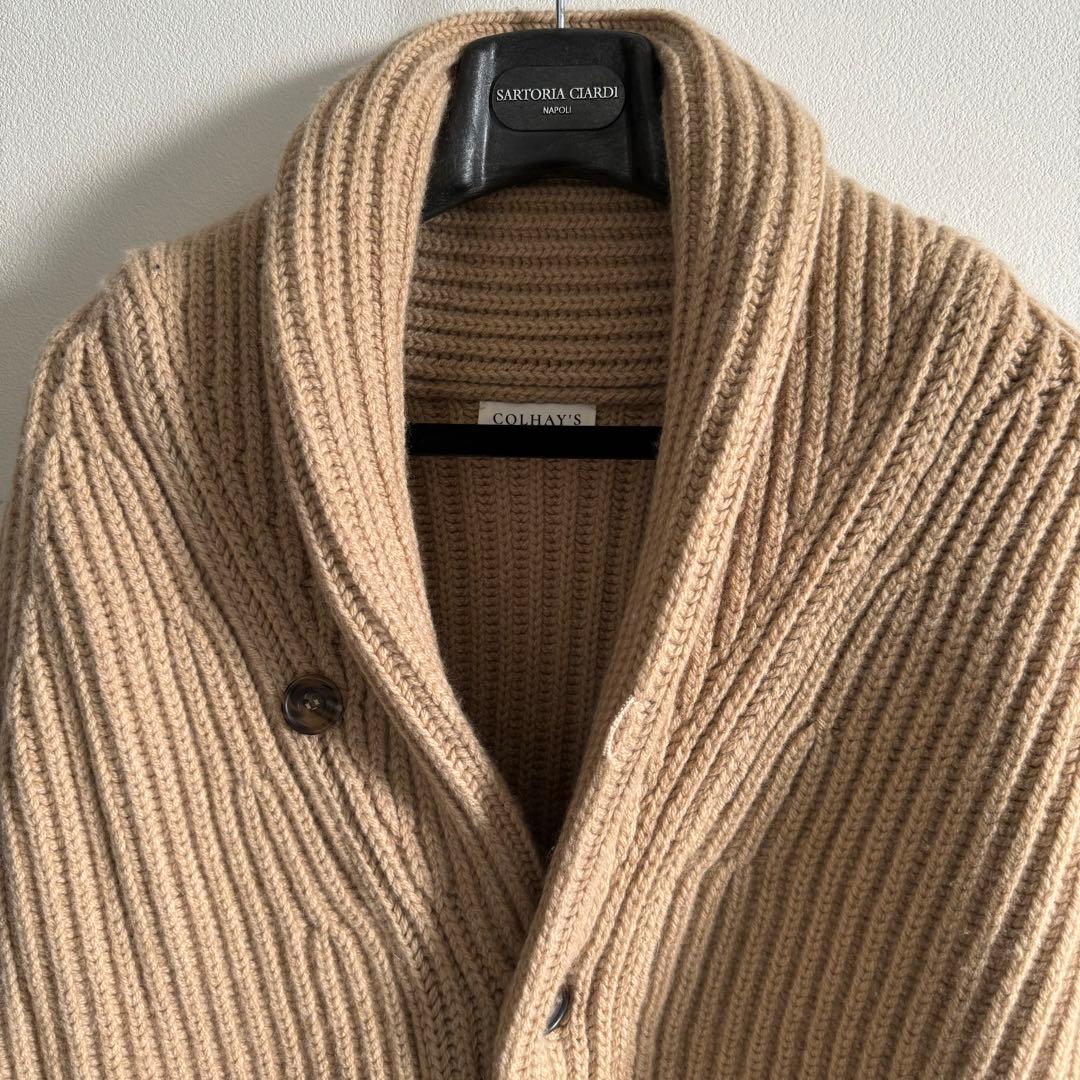 新品 COLHAY'S （CAMEL・40）ショールカラー カーディガン