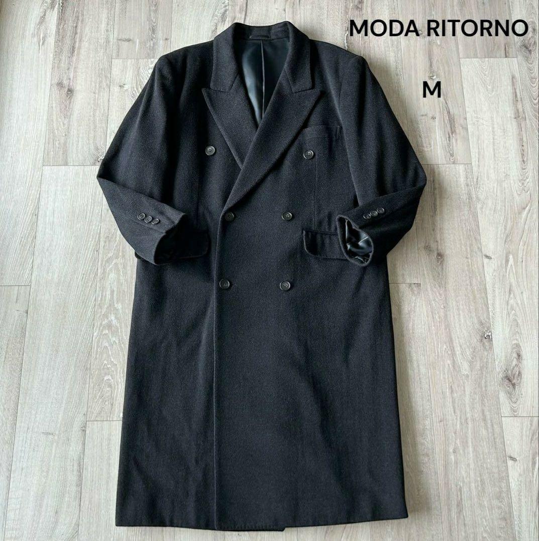 カシミヤ混 チェスターコート ダブル 黒 ヴィンテージ