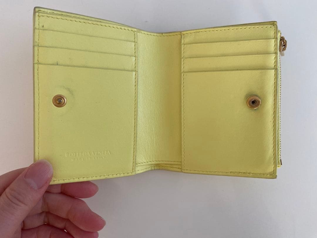ブ*P様 BOTTEGA VENETA イエロー レザー 二つ折り財布