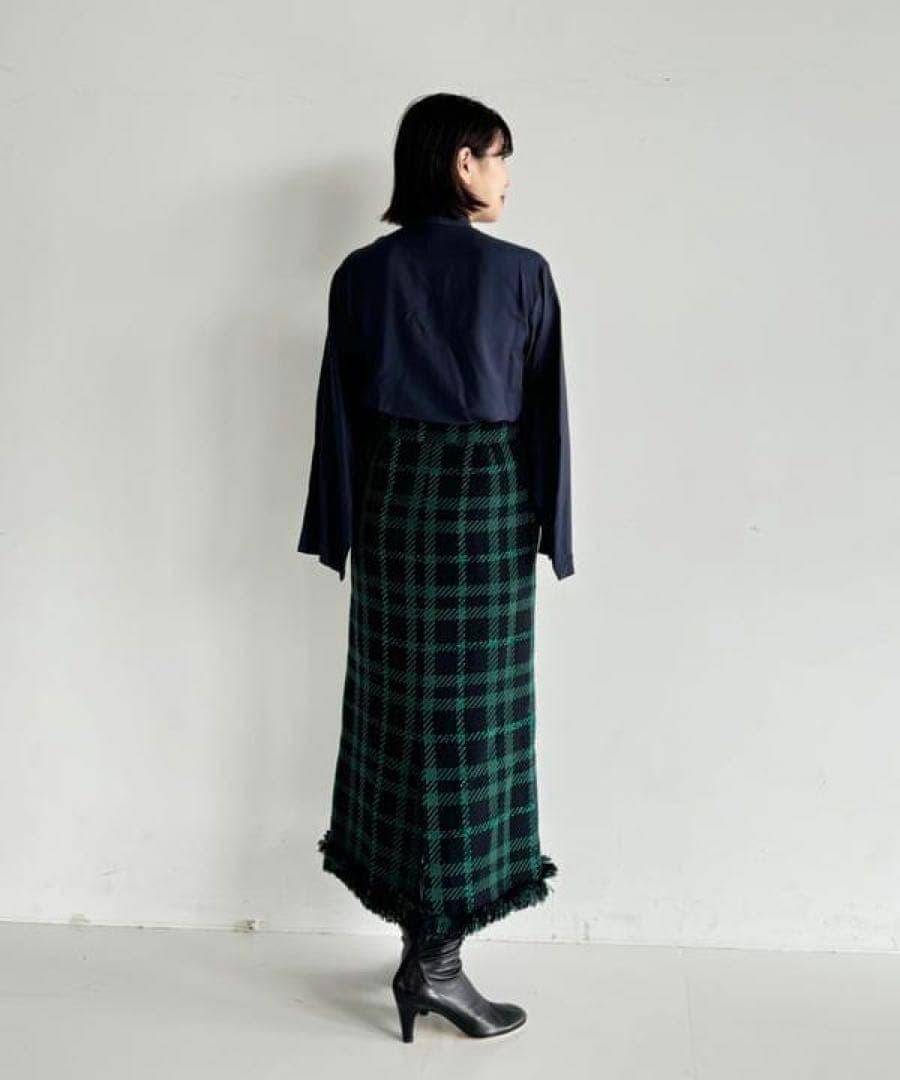 未使用EFFE BEAMS カラーツィードスカート　グリーン