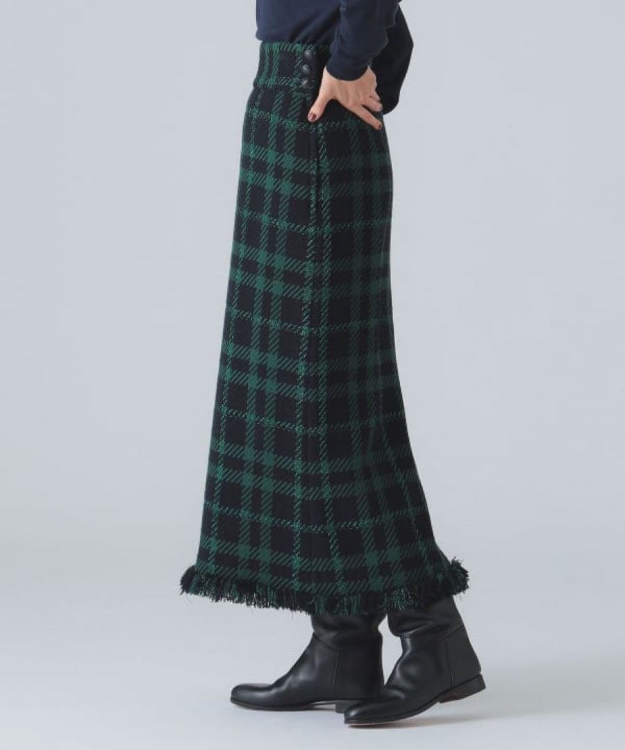 未使用EFFE BEAMS カラーツィードスカート　グリーン