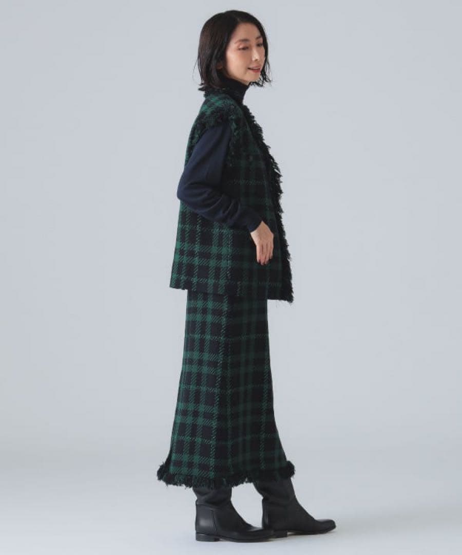 未使用EFFE BEAMS カラーツィードスカート　グリーン