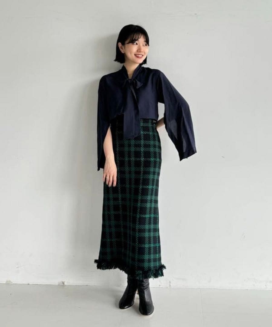 未使用EFFE BEAMS カラーツィードスカート　グリーン